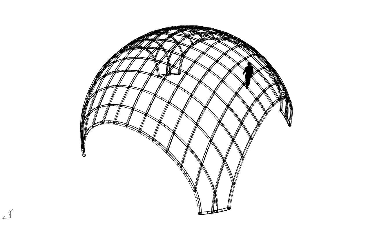 Architectural Pavilion Structure Wireframe Dome With Entry V2 3D model_73