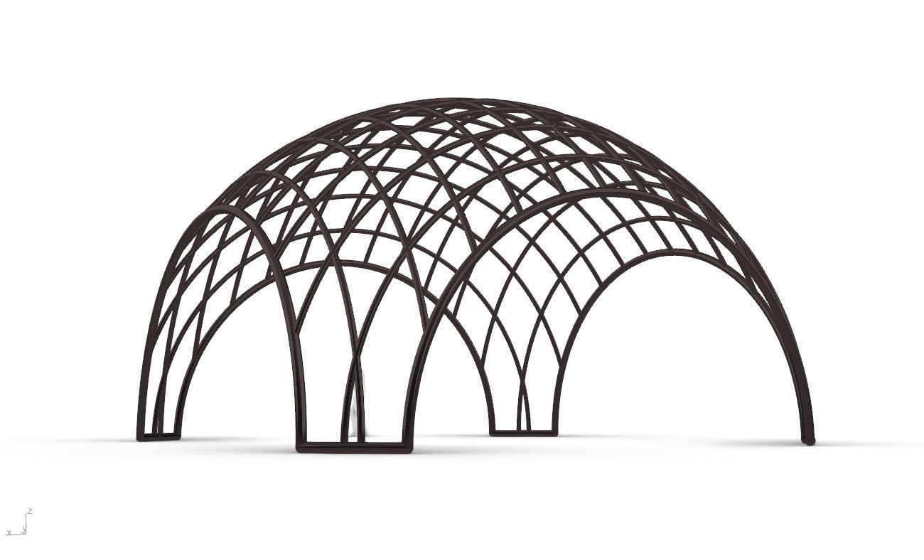 Architectural Pavilion Structure Wireframe Dome With Entry V2 3D model_9