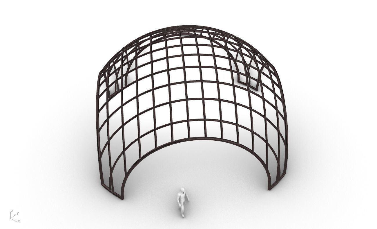 Architectural Pavilion Structure Wireframe Dome With Entry V2 3D model_21