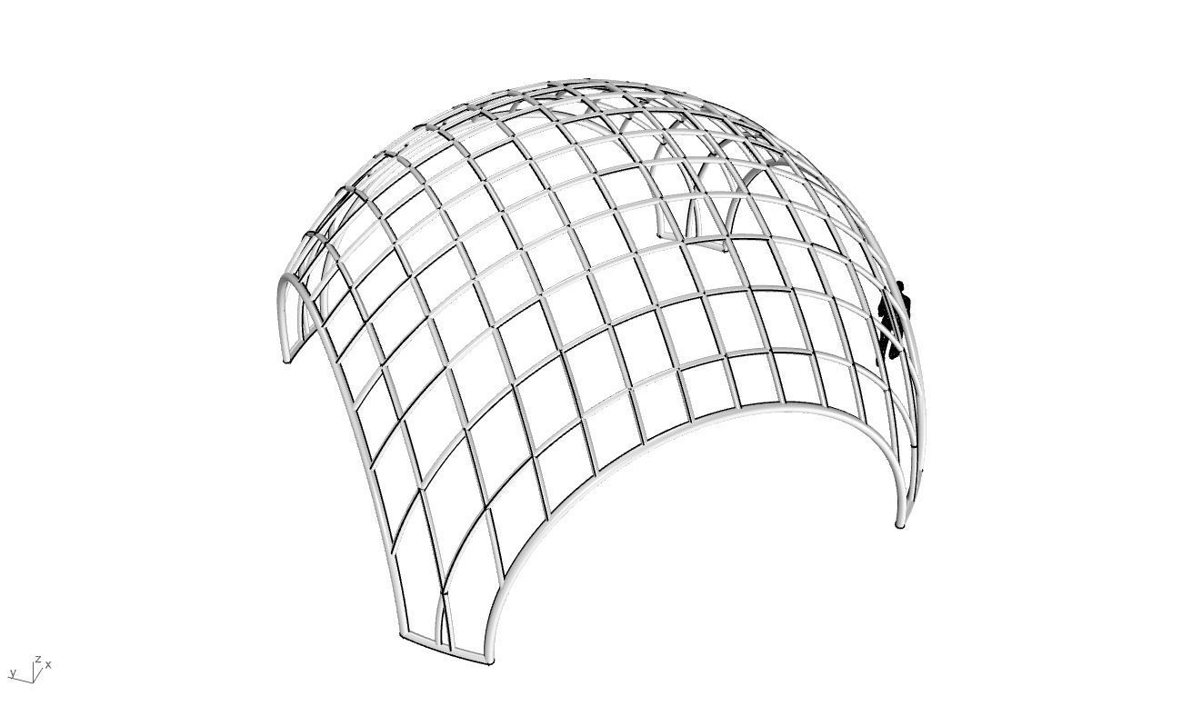 Architectural Pavilion Structure Wireframe Dome With Entry V2 3D model_55