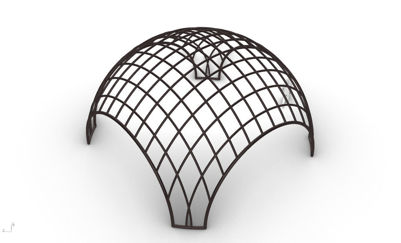 Architectural Pavilion Structure Wireframe Dome With Entry V2 3D model_34