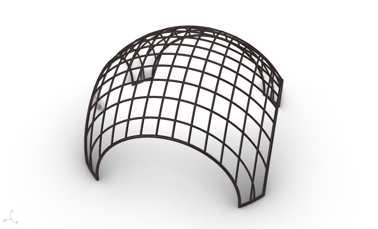 Architectural Pavilion Structure Wireframe Dome With Entry V2 3D model_27