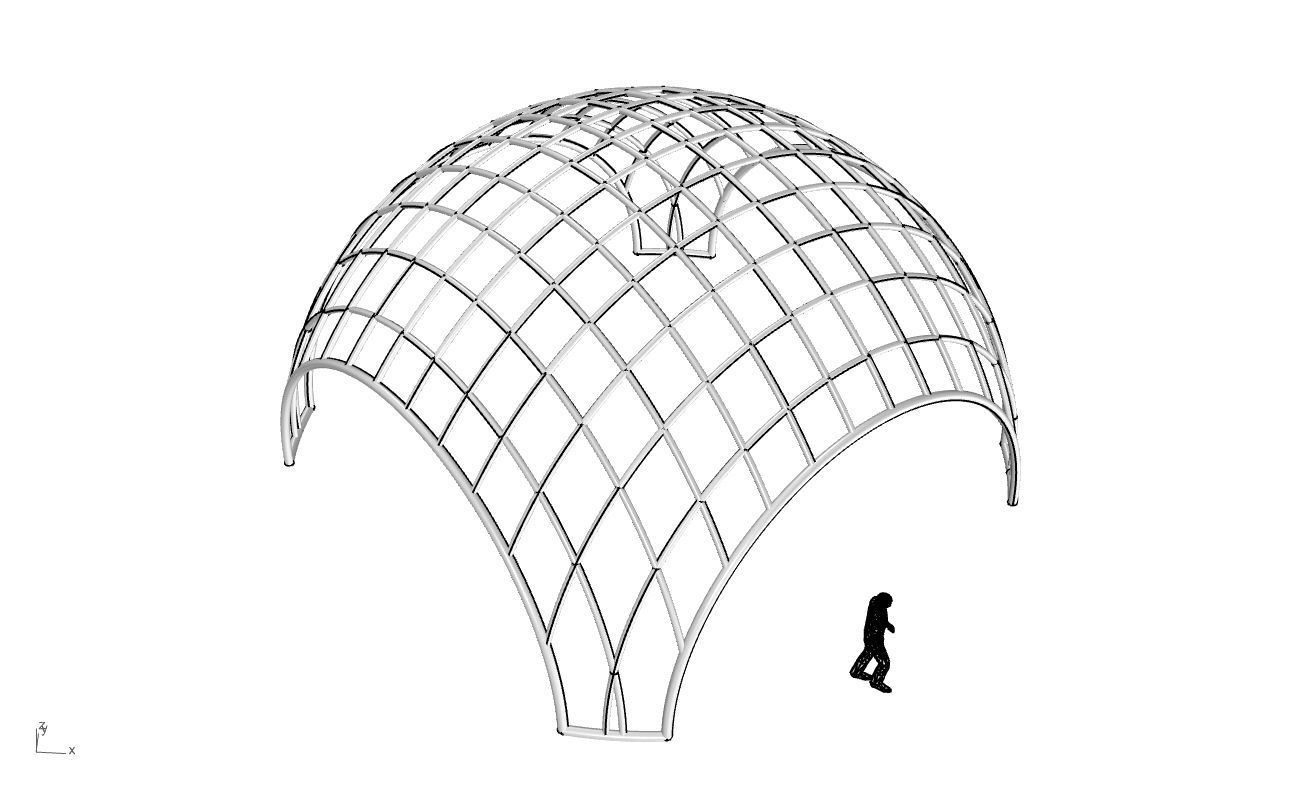 Architectural Pavilion Structure Wireframe Dome With Entry V2 3D model_59
