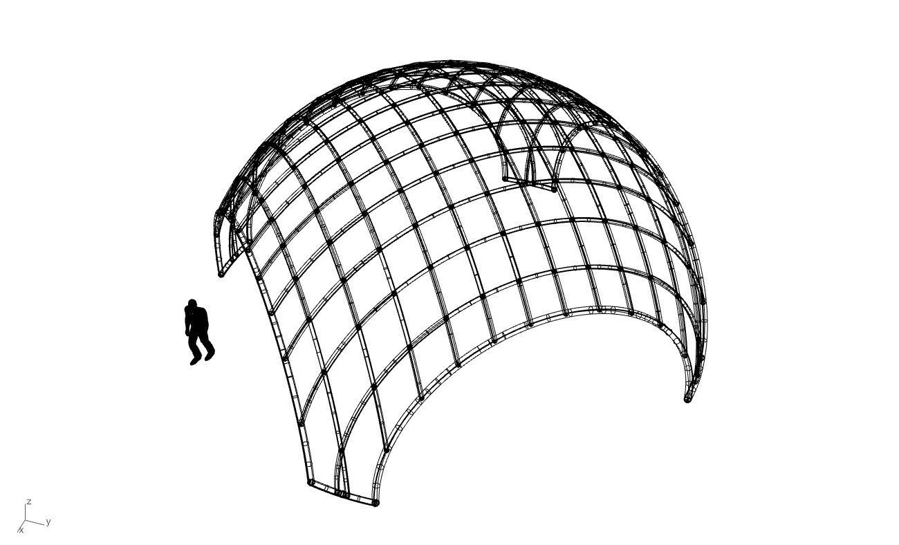 Architectural Pavilion Structure Wireframe Dome With Entry V2 3D model_65