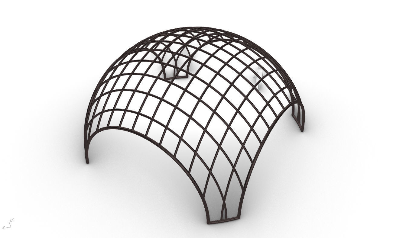 Architectural Pavilion Structure Wireframe Dome With Entry V2 3D model_33