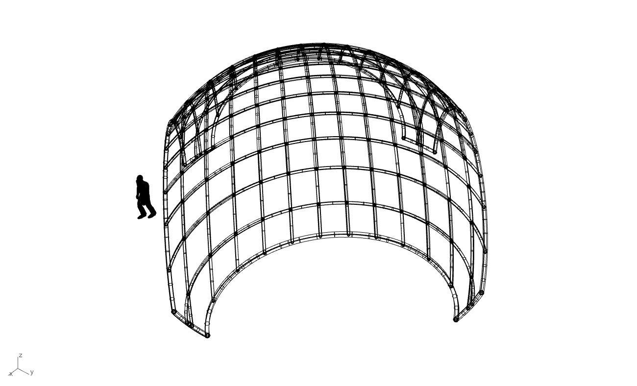 Architectural Pavilion Structure Wireframe Dome With Entry V2 3D model_66