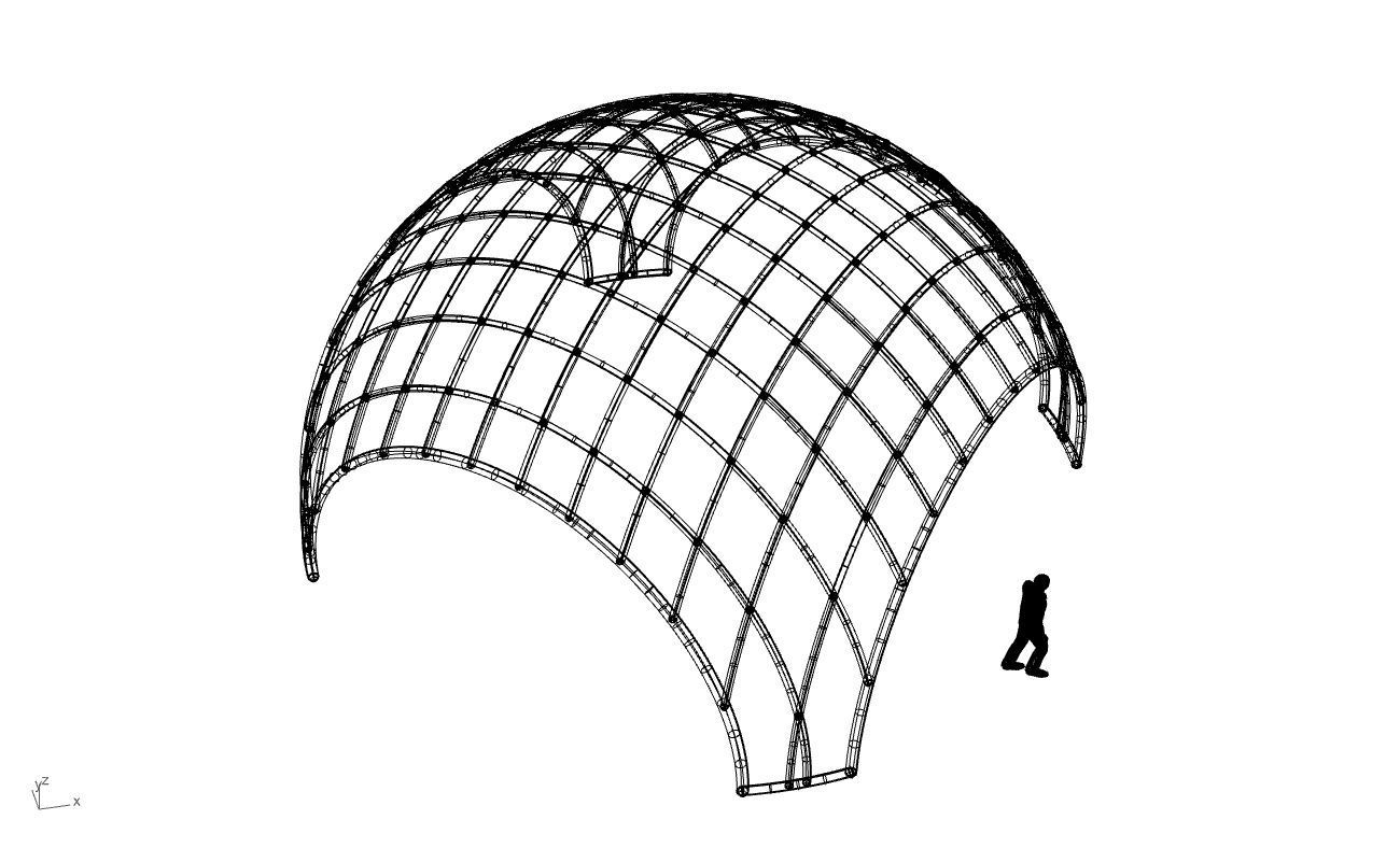 Architectural Pavilion Structure Wireframe Dome With Entry V2 3D model_78
