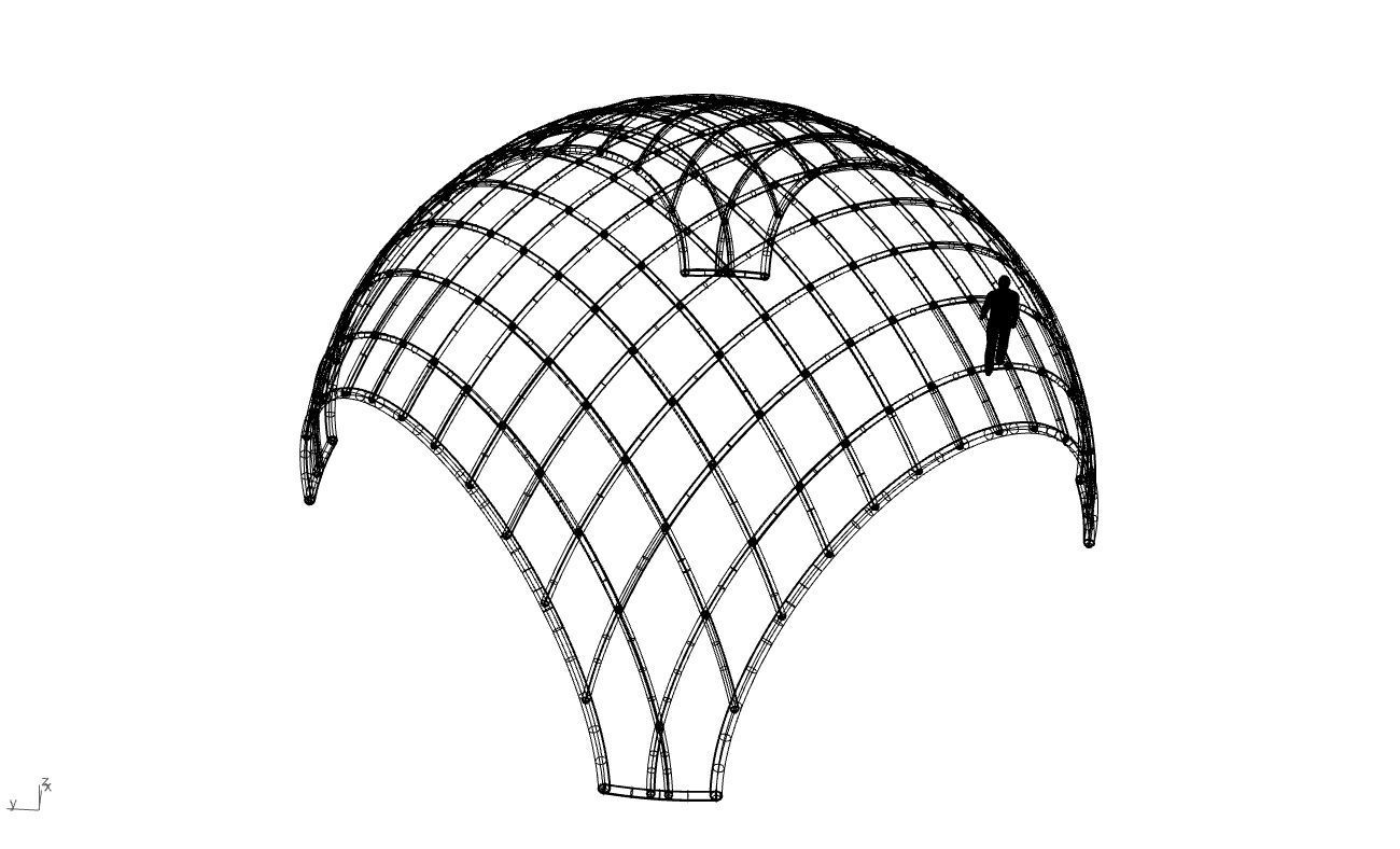 Architectural Pavilion Structure Wireframe Dome With Entry V2 3D model_74