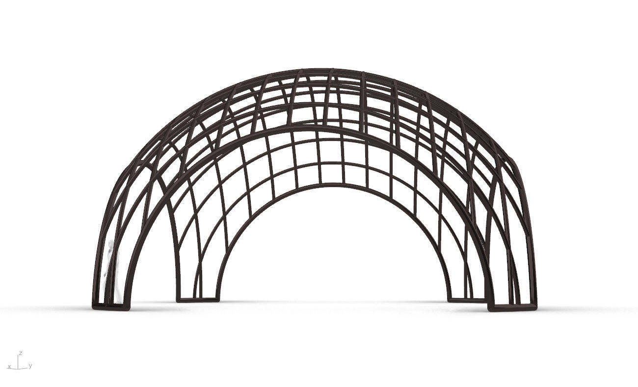 Architectural Pavilion Structure Wireframe Dome With Entry V2 3D model_6