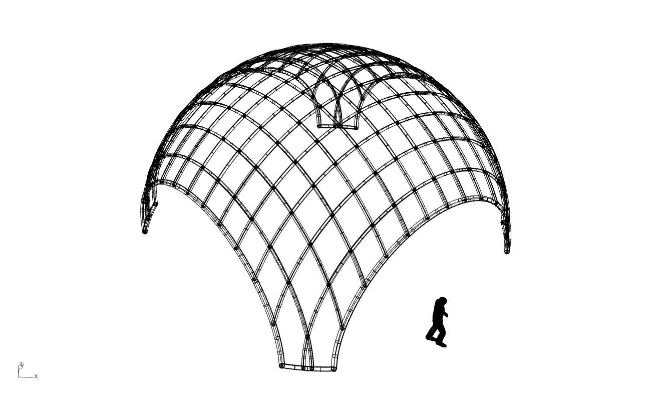 Architectural Pavilion Structure Wireframe Dome With Entry V2 3D model_79