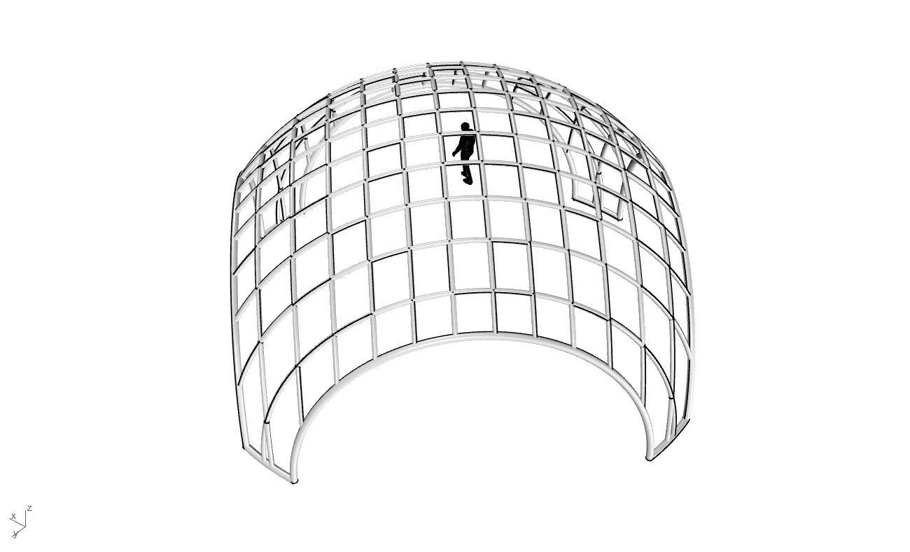 Architectural Pavilion Structure Wireframe Dome With Entry V2 3D model_51