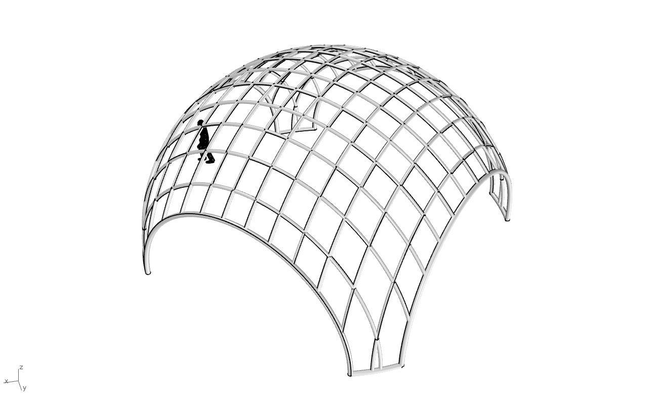 Architectural Pavilion Structure Wireframe Dome With Entry V2 3D model_48
