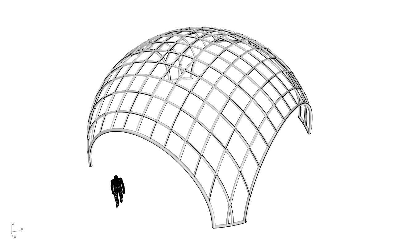 Architectural Pavilion Structure Wireframe Dome With Entry V2 3D model_43