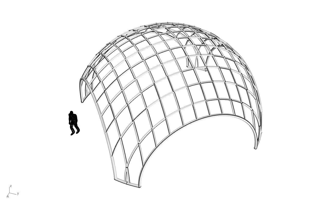 Architectural Pavilion Structure Wireframe Dome With Entry V2 3D model_45