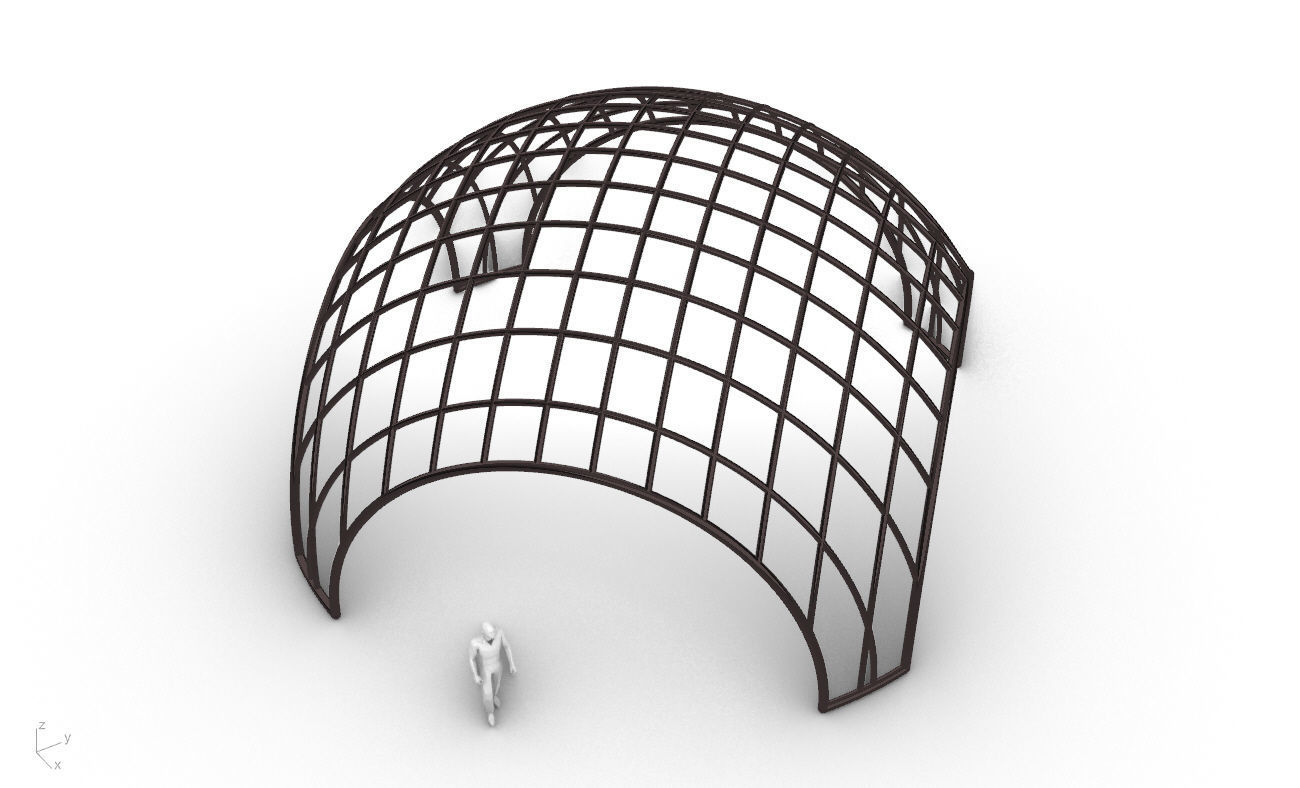 Architectural Pavilion Structure Wireframe Dome With Entry V2 3D model_22