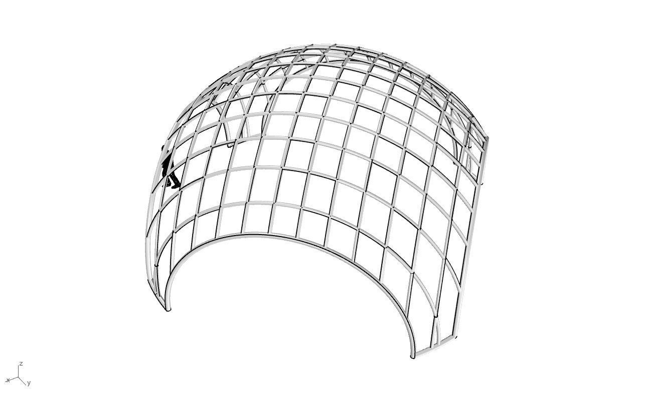 Architectural Pavilion Structure Wireframe Dome With Entry V2 3D model_47