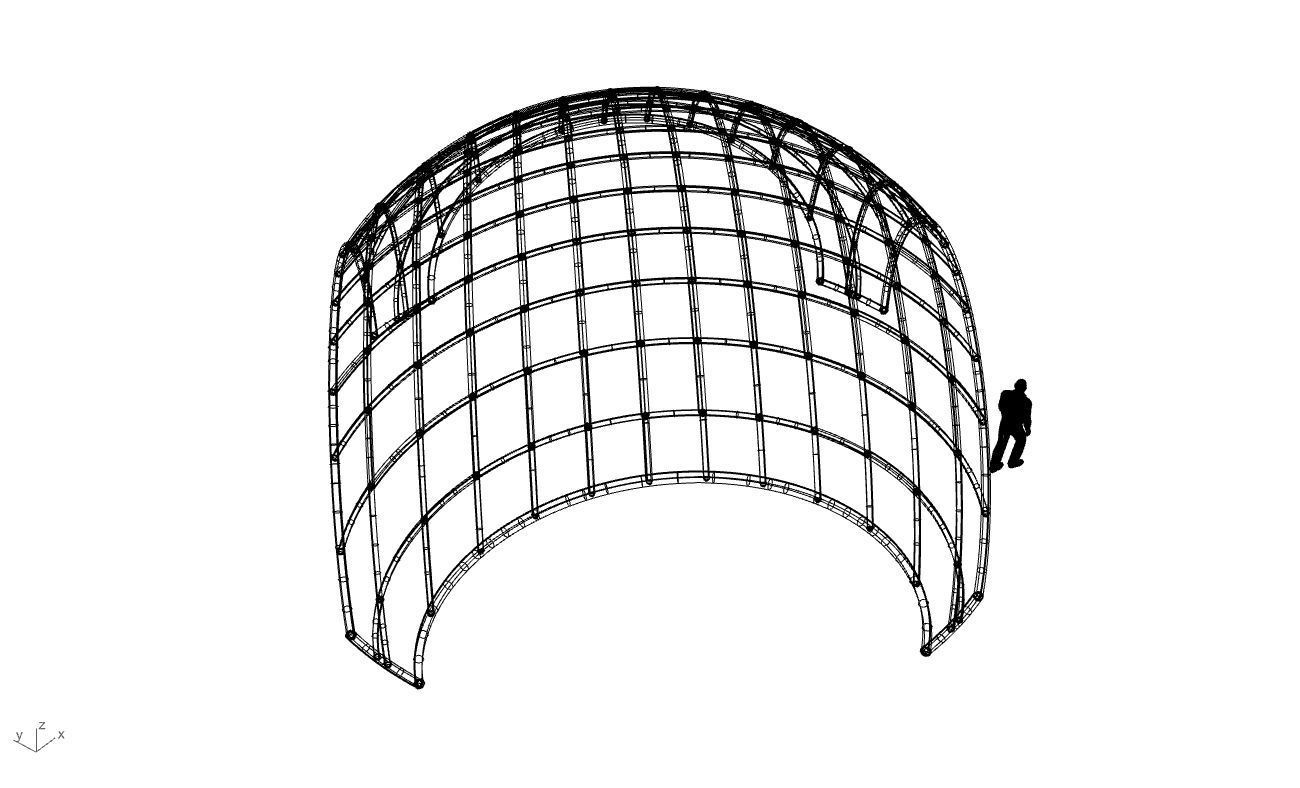 Architectural Pavilion Structure Wireframe Dome With Entry V2 3D model_76