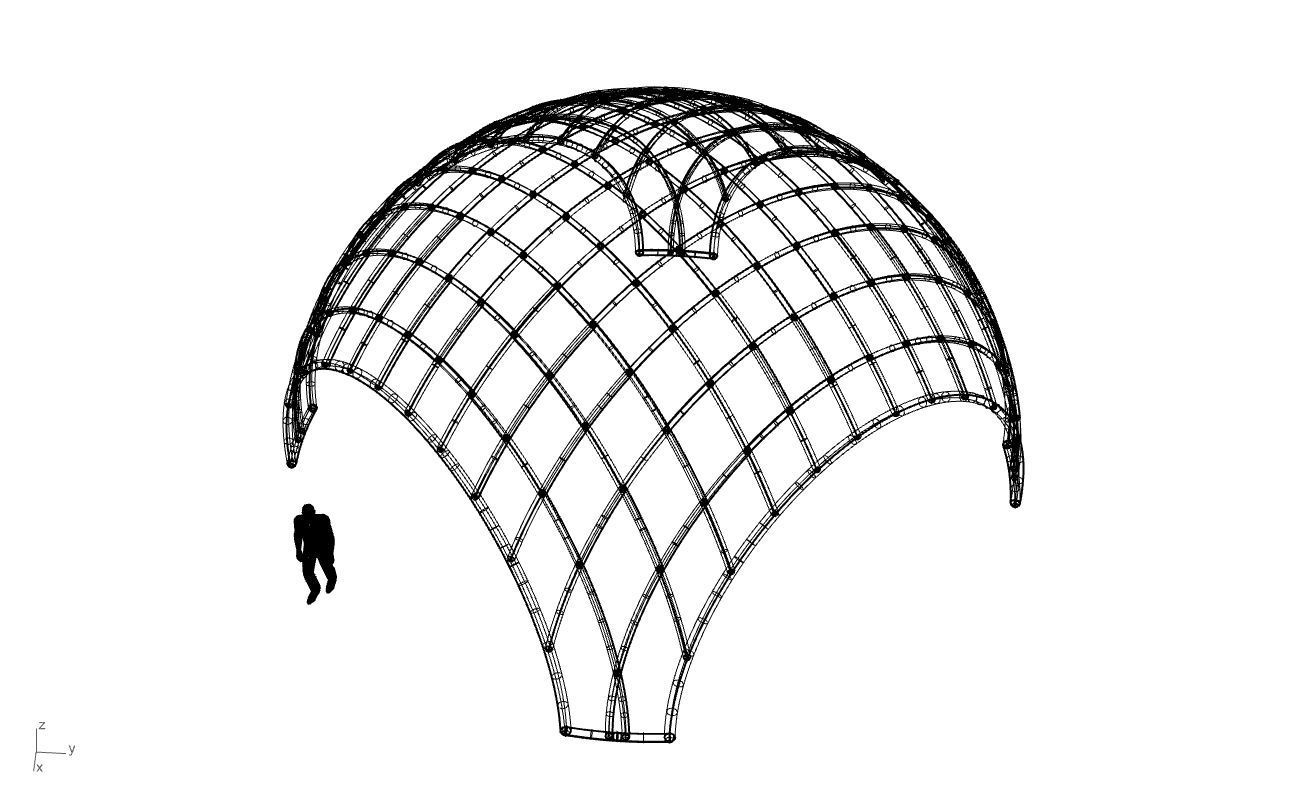 Architectural Pavilion Structure Wireframe Dome With Entry V2 3D model_64