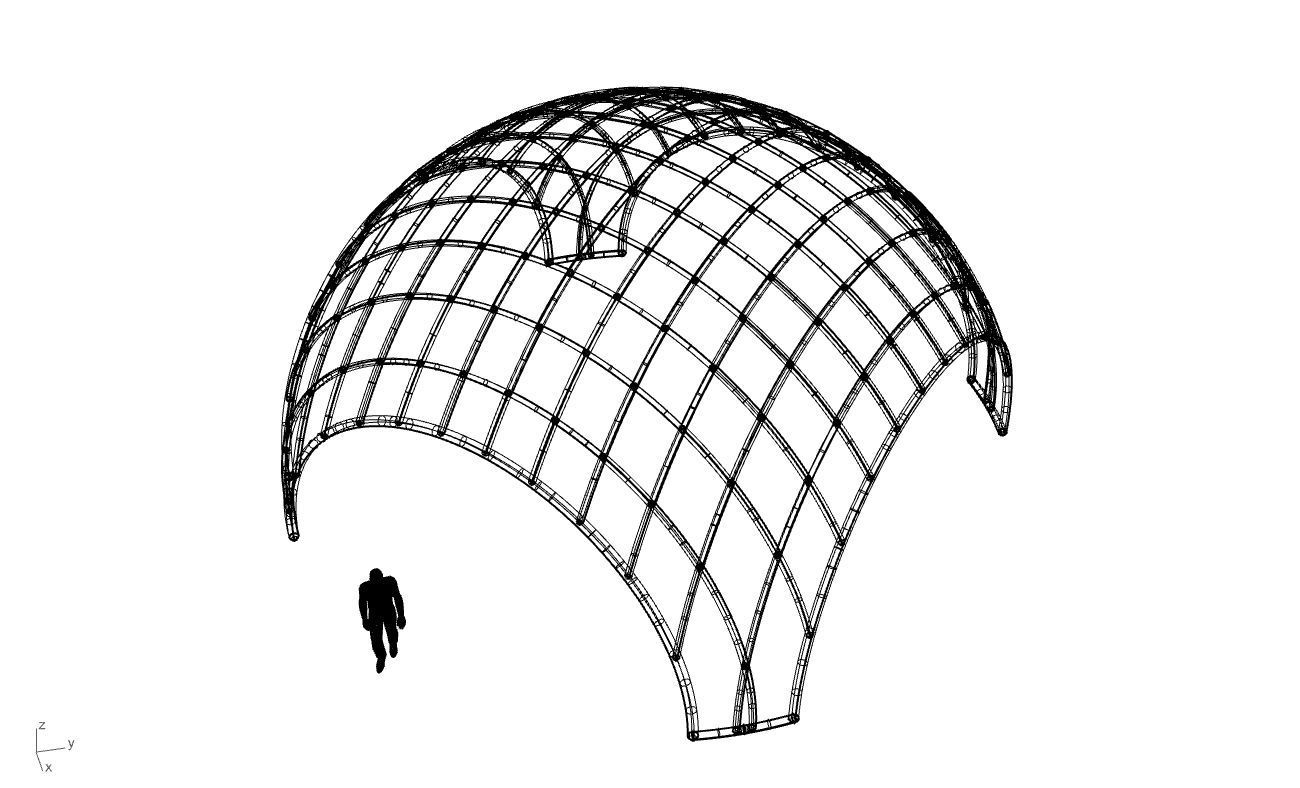 Architectural Pavilion Structure Wireframe Dome With Entry V2 3D model_63