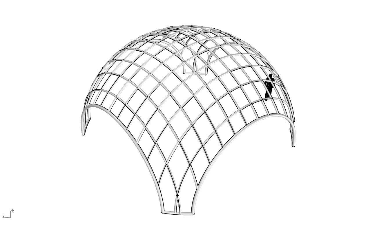 Architectural Pavilion Structure Wireframe Dome With Entry V2 3D model_54