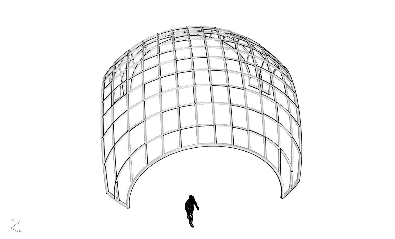 Architectural Pavilion Structure Wireframe Dome With Entry V2 3D model_41