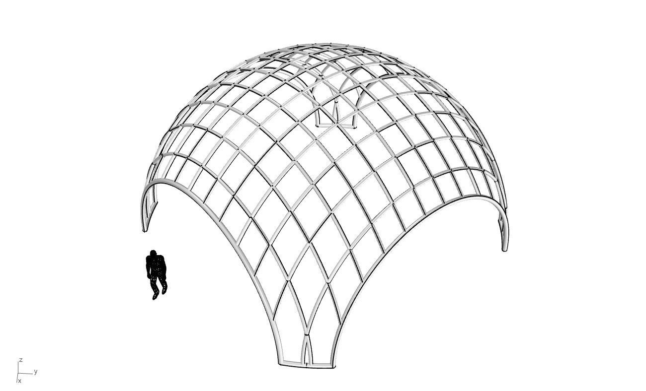 Architectural Pavilion Structure Wireframe Dome With Entry V2 3D model_44