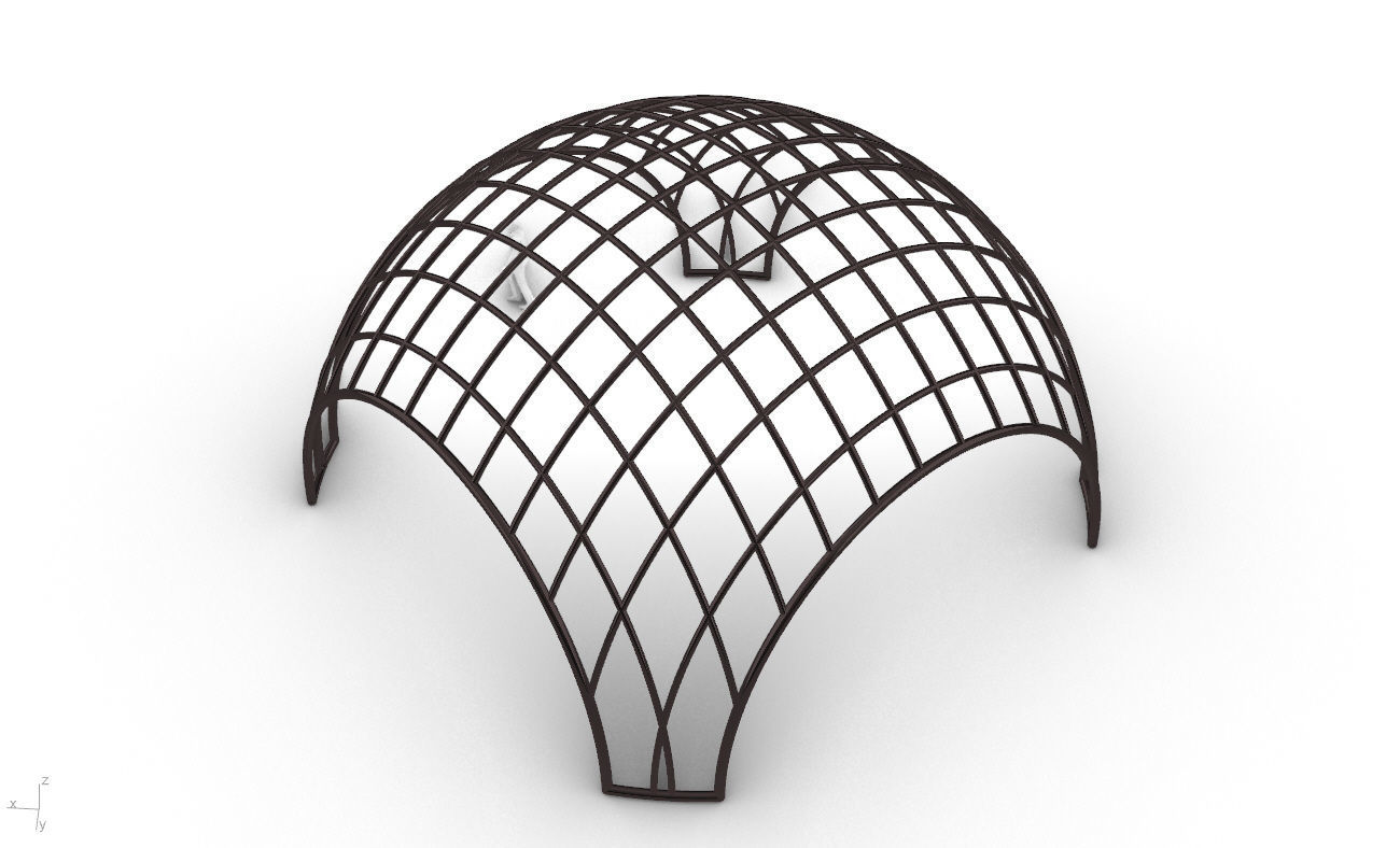 Architectural Pavilion Structure Wireframe Dome With Entry V2 3D model_29