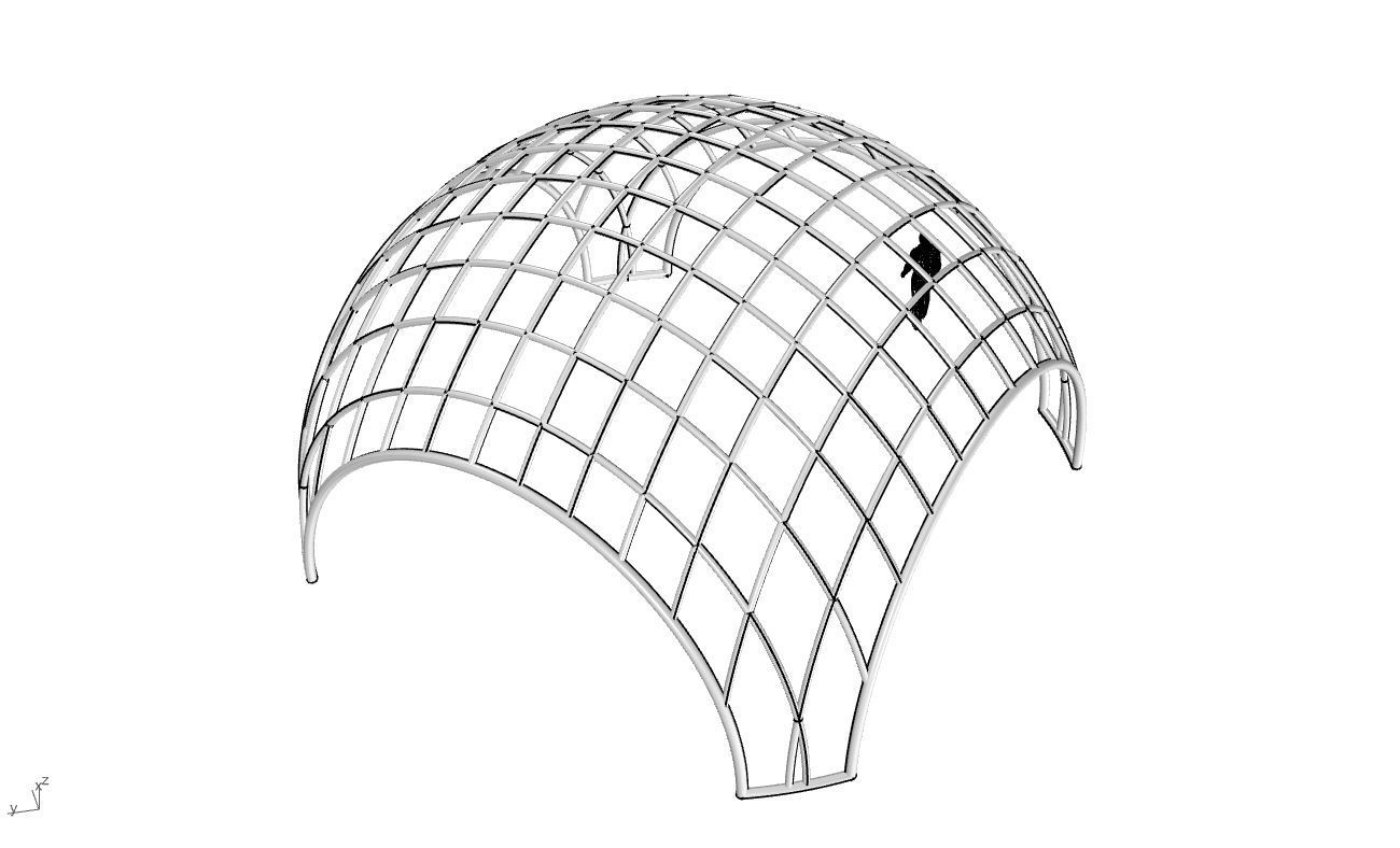 Architectural Pavilion Structure Wireframe Dome With Entry V2 3D model_53