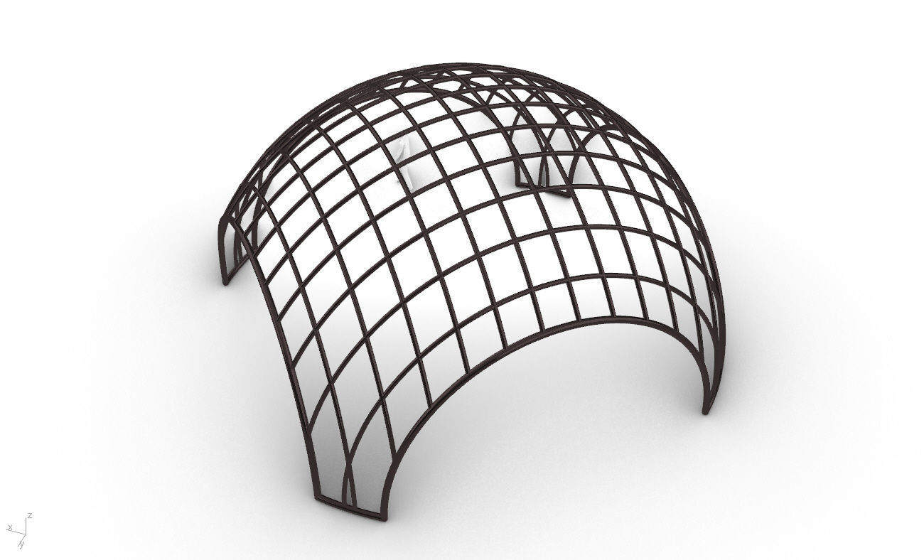 Architectural Pavilion Structure Wireframe Dome With Entry V2 3D model_30