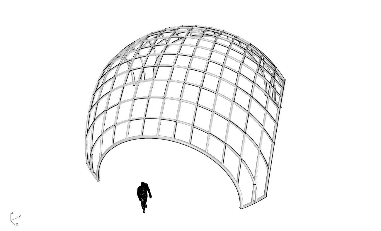 Architectural Pavilion Structure Wireframe Dome With Entry V2 3D model_42