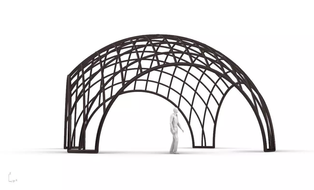 Architectural Pavilion Structure Wireframe Dome With Entry V2 3D model_0