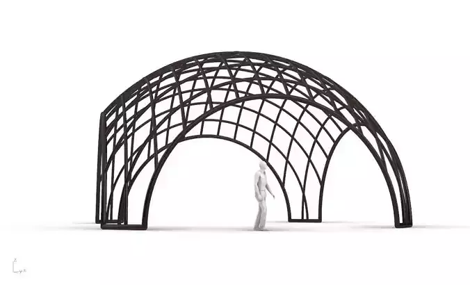 Architectural Pavilion Structure Wireframe Dome With Entry V2