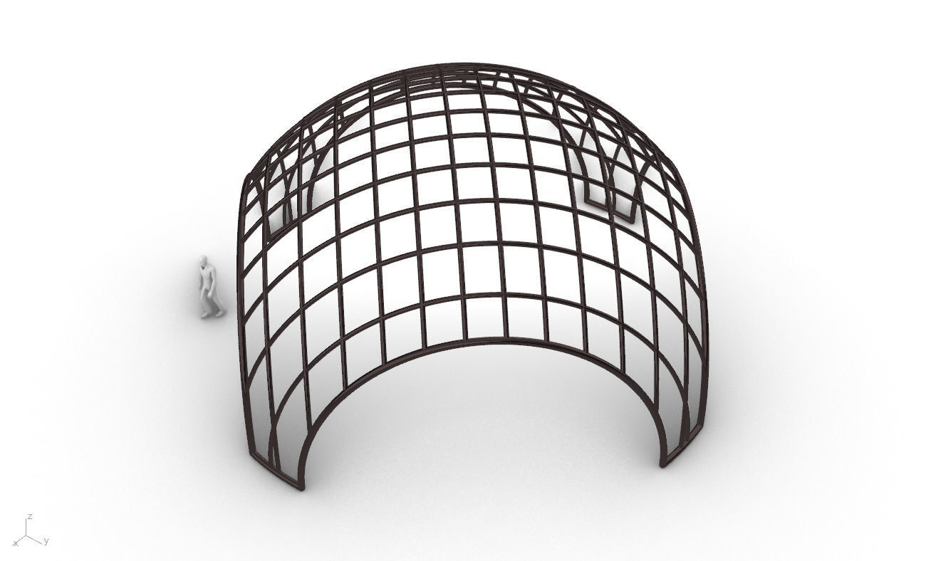 Architectural Pavilion Structure Wireframe Dome With Entry V2 3D model_26