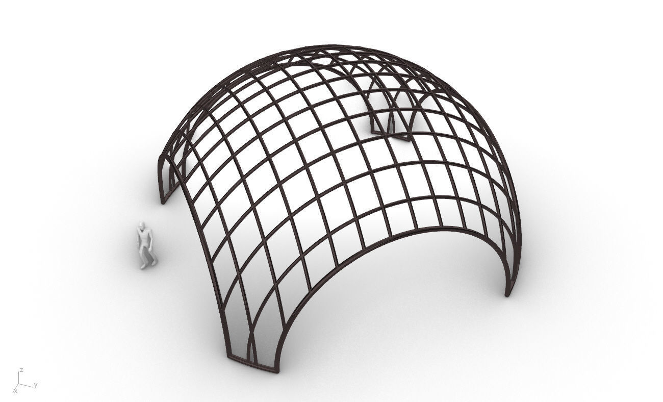 Architectural Pavilion Structure Wireframe Dome With Entry V2 3D model_25