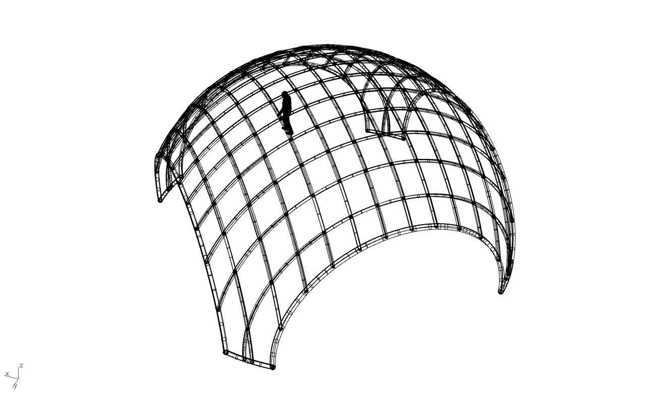 Architectural Pavilion Structure Wireframe Dome With Entry V2 3D model_70
