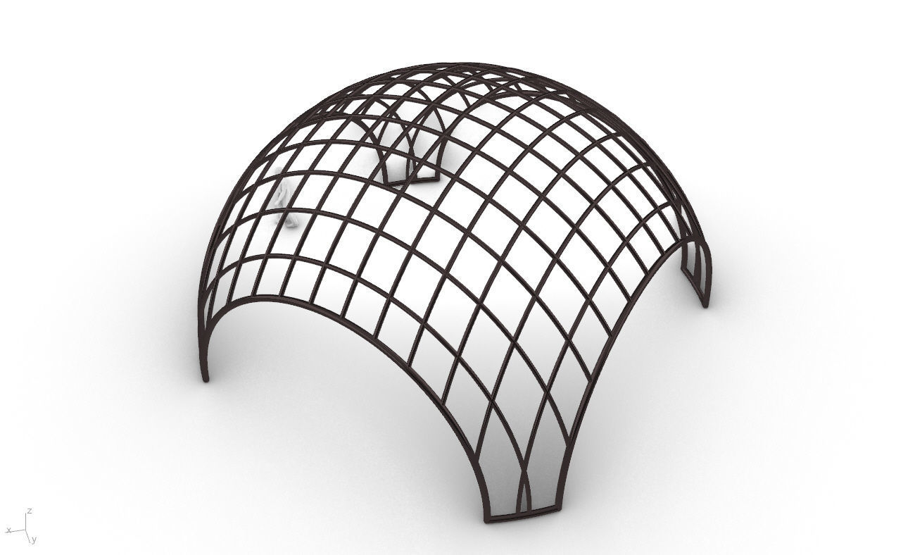 Architectural Pavilion Structure Wireframe Dome With Entry V2 3D model_28