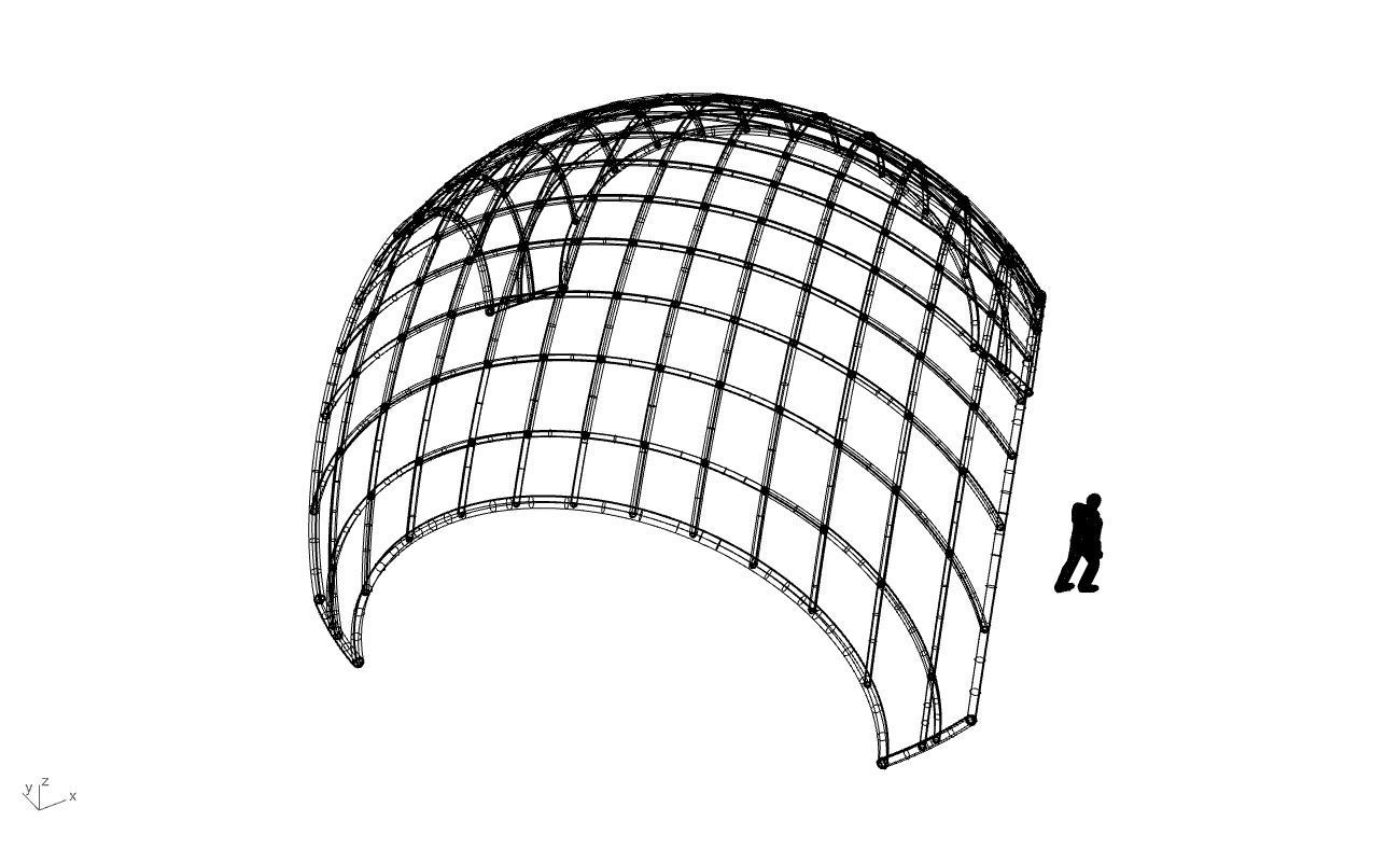 Architectural Pavilion Structure Wireframe Dome With Entry V2 3D model_77