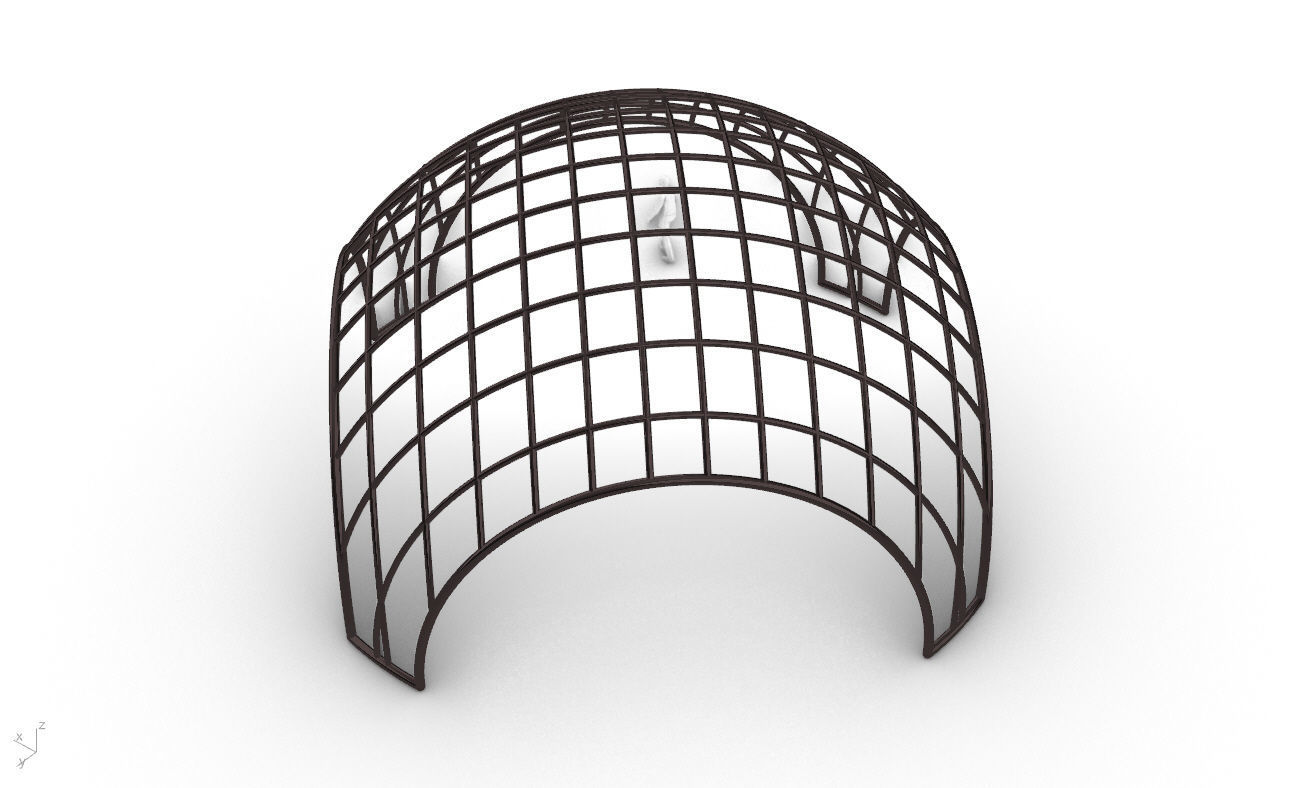 Architectural Pavilion Structure Wireframe Dome With Entry V2 3D model_31