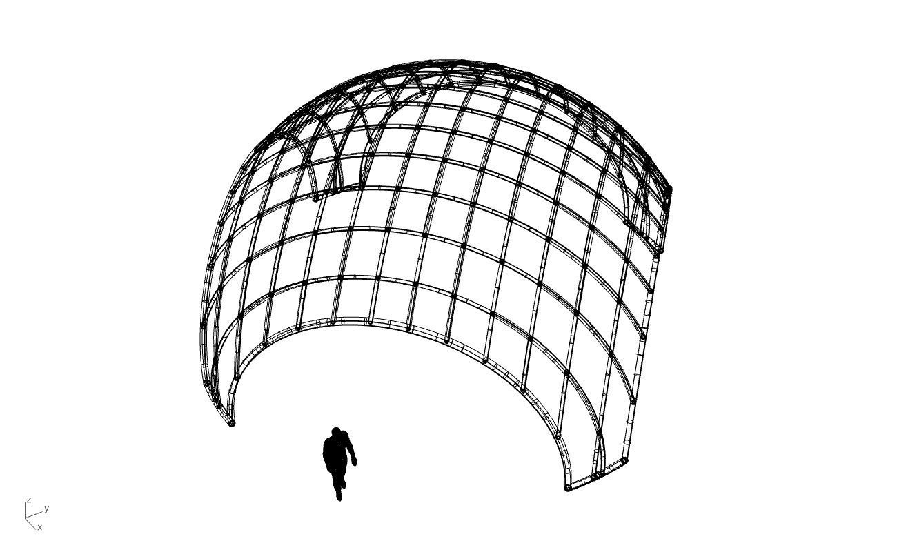 Architectural Pavilion Structure Wireframe Dome With Entry V2 3D model_62