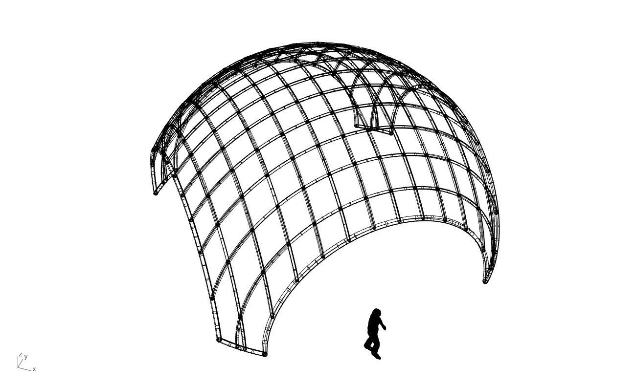 Architectural Pavilion Structure Wireframe Dome With Entry V2 3D model_60