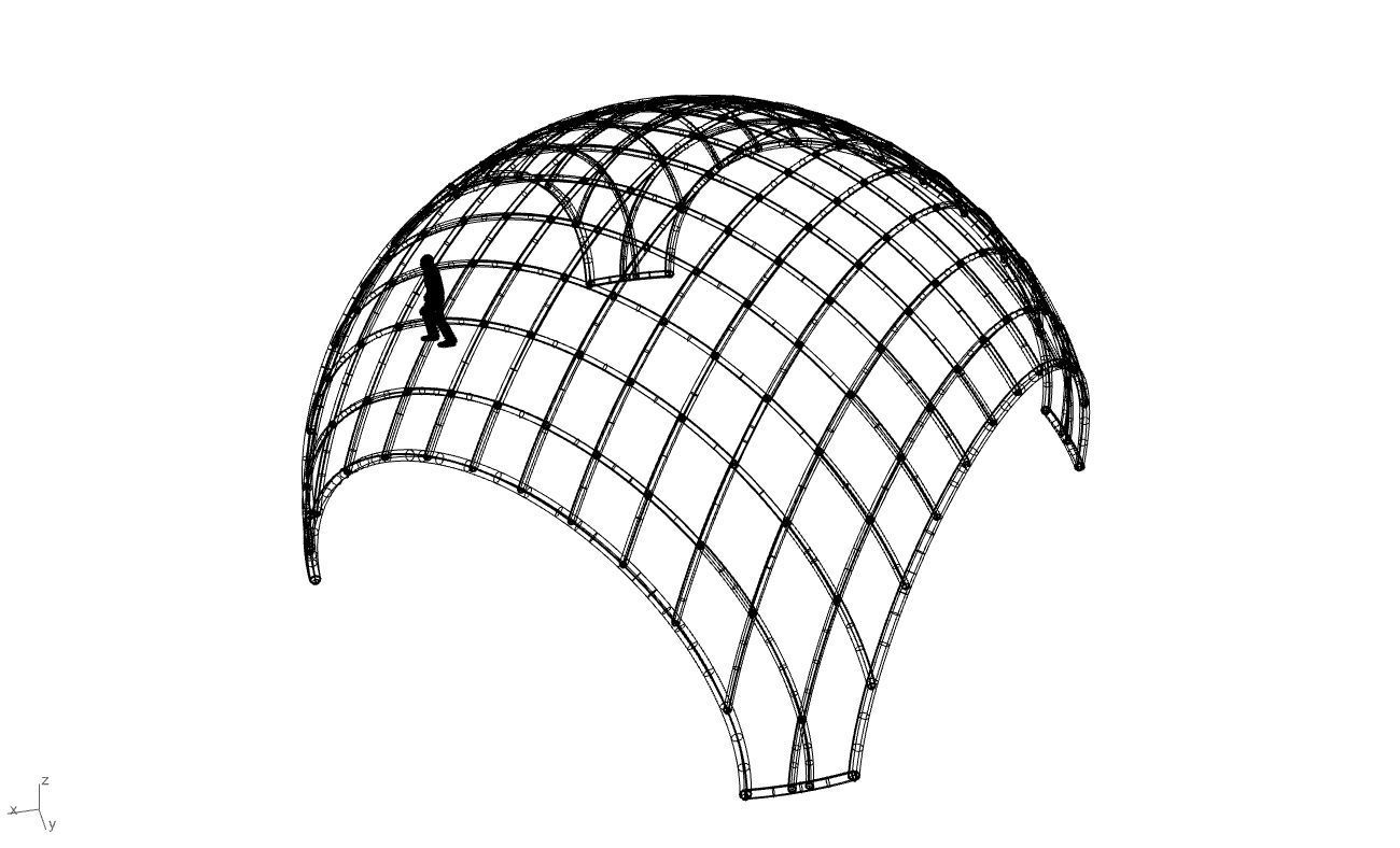Architectural Pavilion Structure Wireframe Dome With Entry V2 3D model_68
