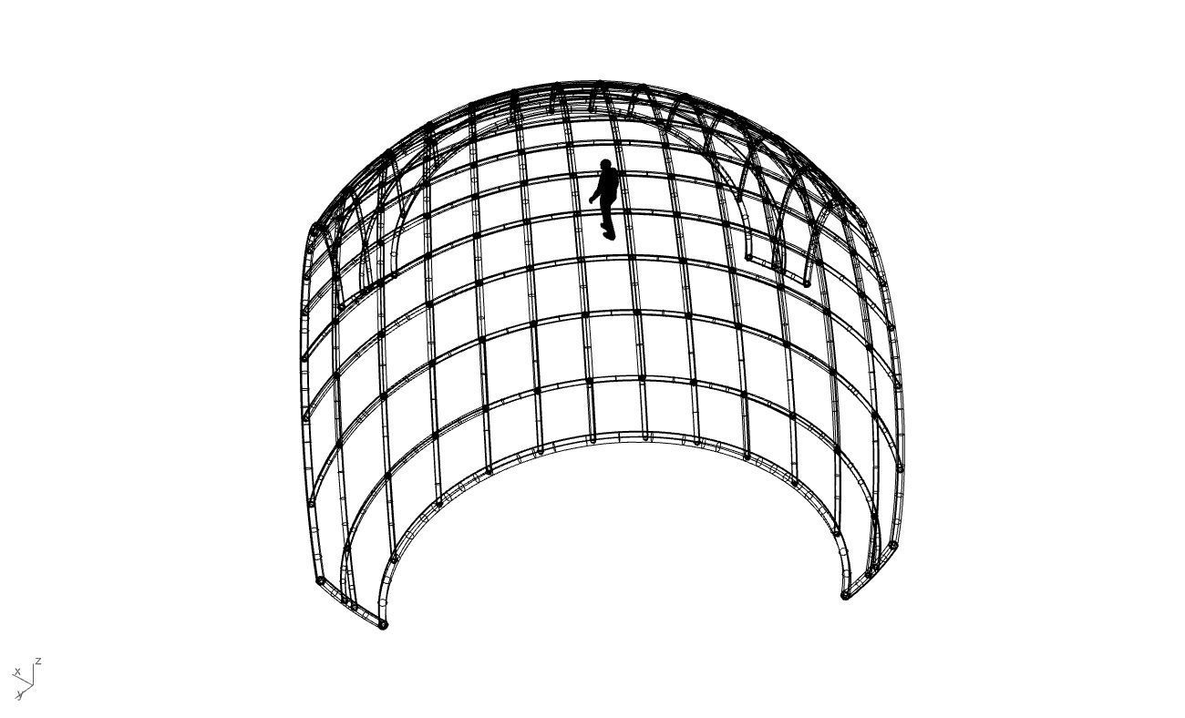 Architectural Pavilion Structure Wireframe Dome With Entry V2 3D model_71