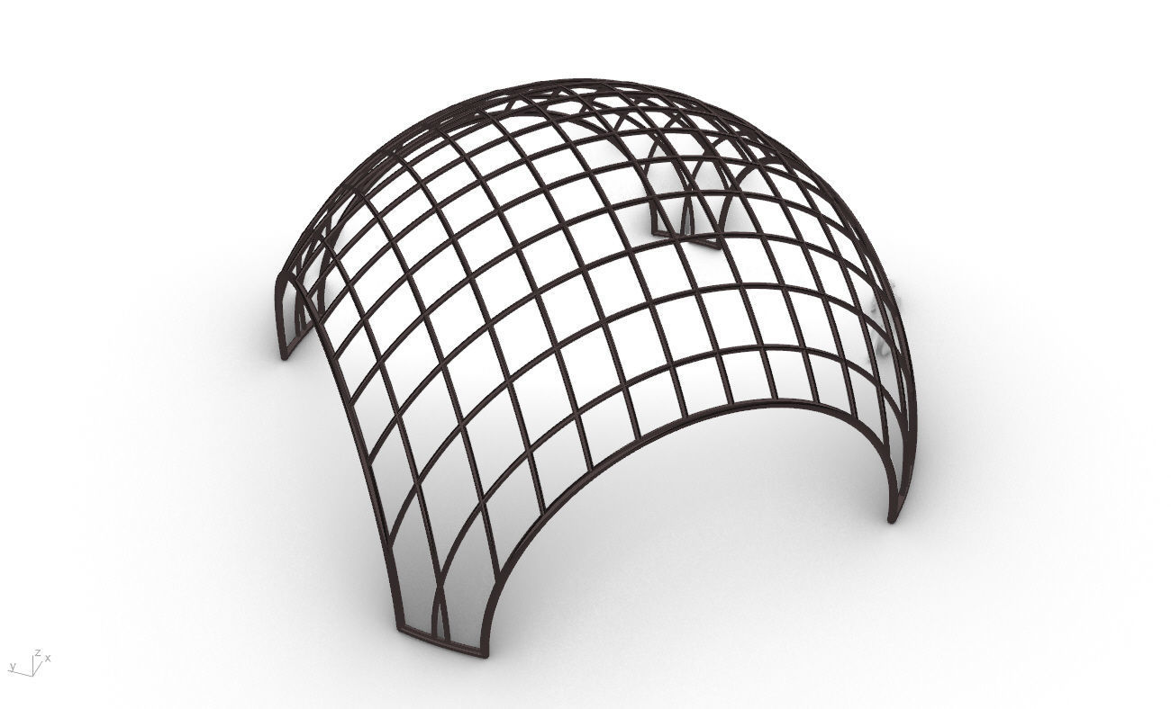 Architectural Pavilion Structure Wireframe Dome With Entry V2 3D model_35
