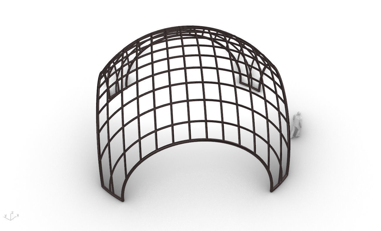 Architectural Pavilion Structure Wireframe Dome With Entry V2 3D model_36