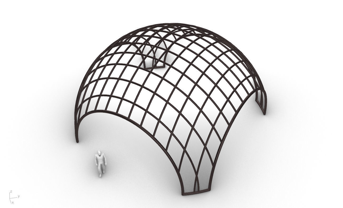 Architectural Pavilion Structure Wireframe Dome With Entry V2 3D model_23