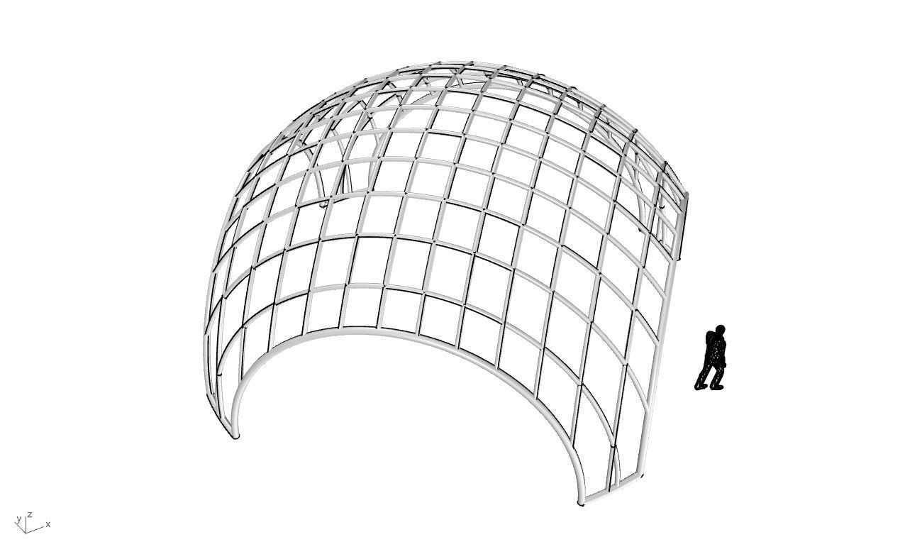 Architectural Pavilion Structure Wireframe Dome With Entry V2 3D model_57