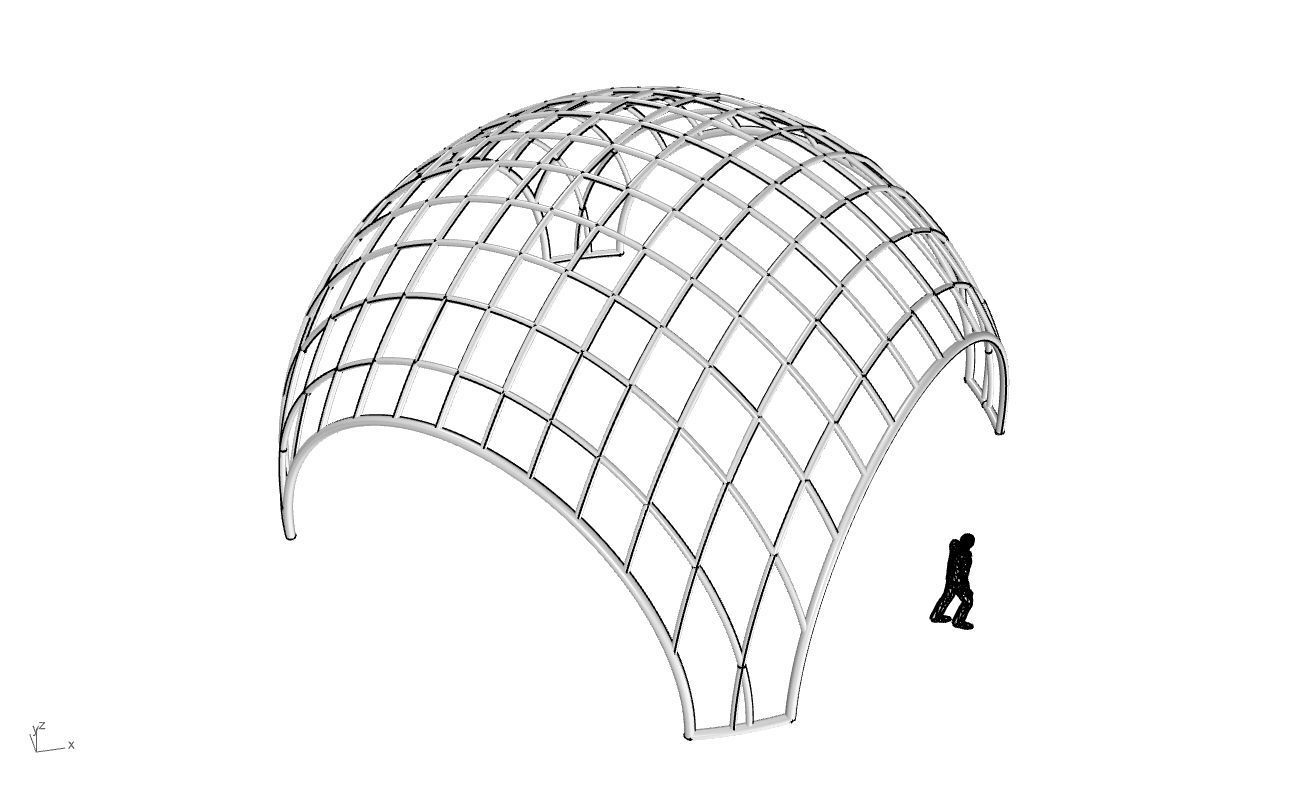 Architectural Pavilion Structure Wireframe Dome With Entry V2 3D model_58