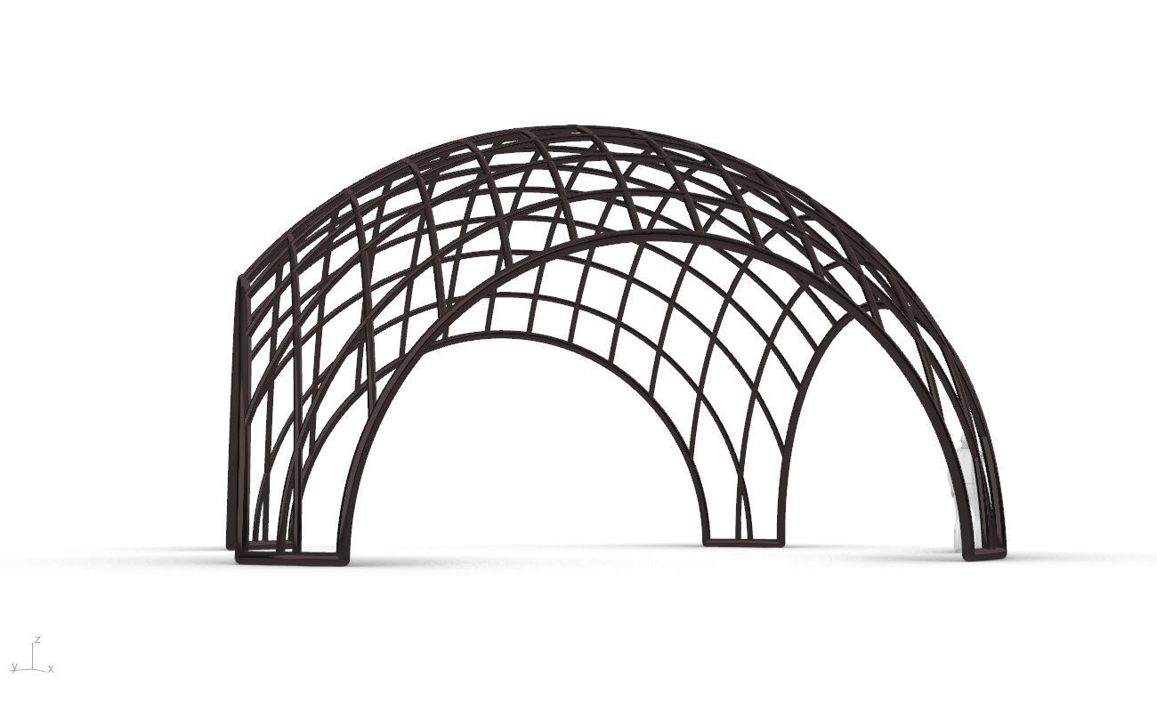 Architectural Pavilion Structure Wireframe Dome With Entry V2 3D model_15