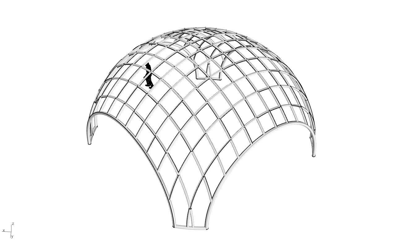Architectural Pavilion Structure Wireframe Dome With Entry V2 3D model_49