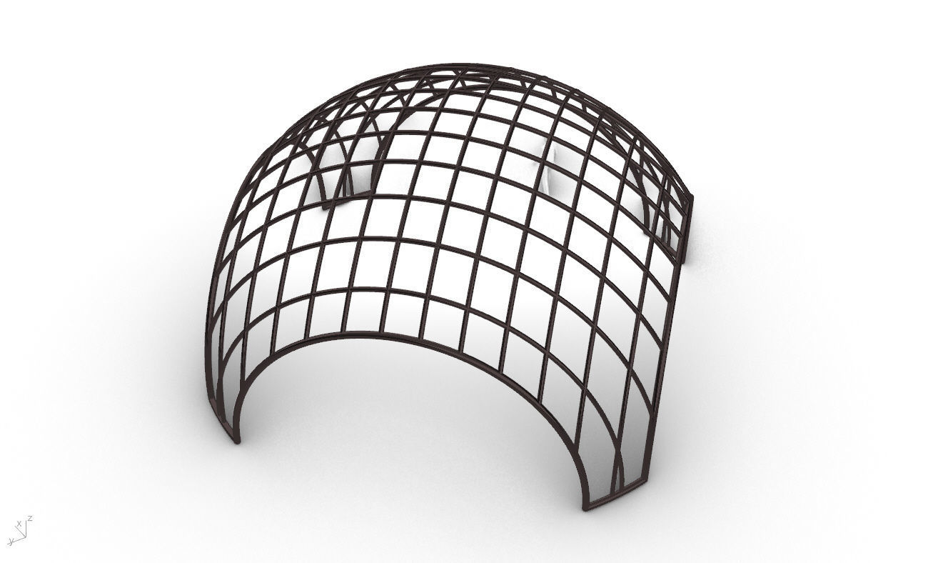 Architectural Pavilion Structure Wireframe Dome With Entry V2 3D model_32
